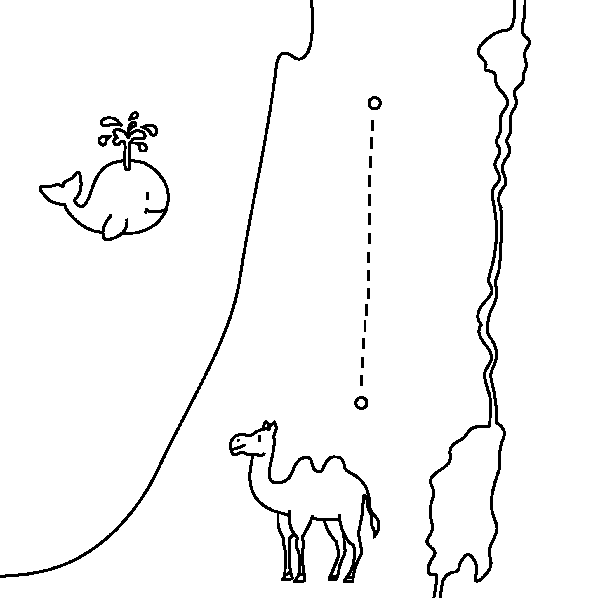 A map shows a dotted line connecting Nazareth to Bethlehem. Colour the seas blue and draw a line from Nazareth to Bethlehem.